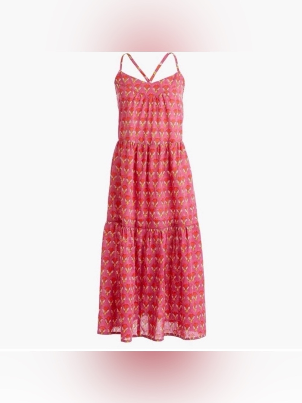 SZ Blockprints 100% Cotton Tiered Midi Bohemian Dress with Straps Size M - Picture 3 of 8